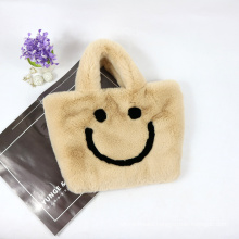 Hot women Fur Plush Messenger Bag smile Mini Artificial Fur Handbags winter Cross Body Comfortable Cute Bag Shoulder Bags